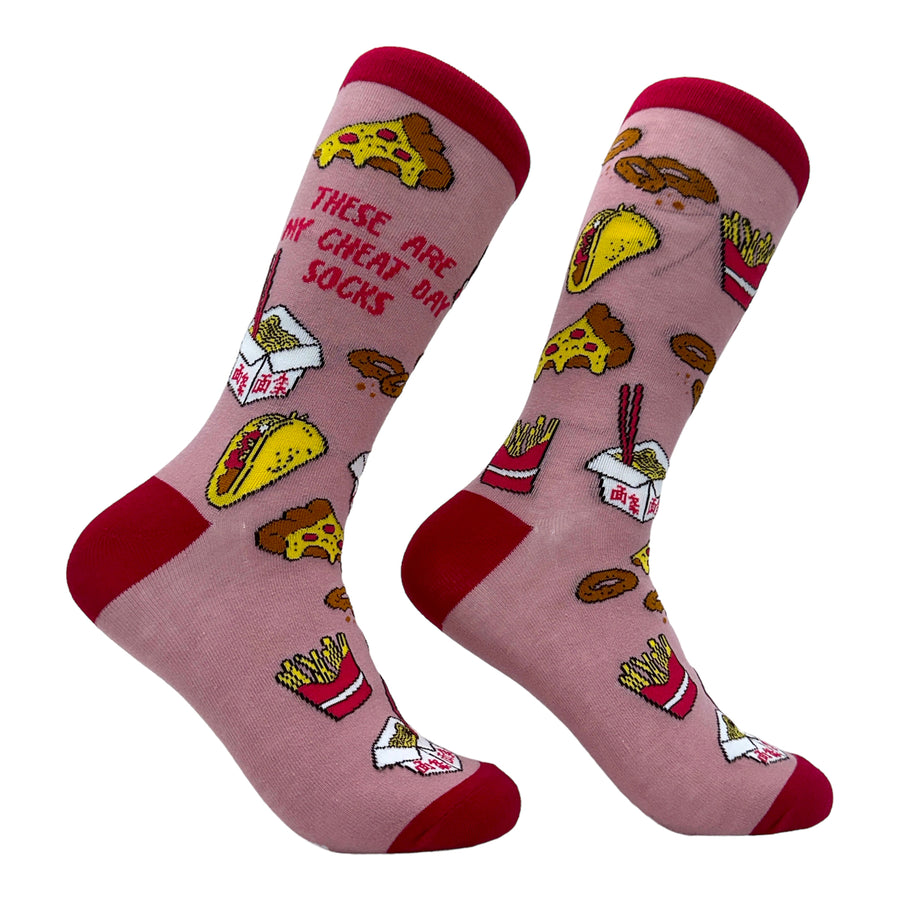 Womens These Are My Cheat Day Socks Funny Junk Food Fitness Workout Joke Footwear Image 1