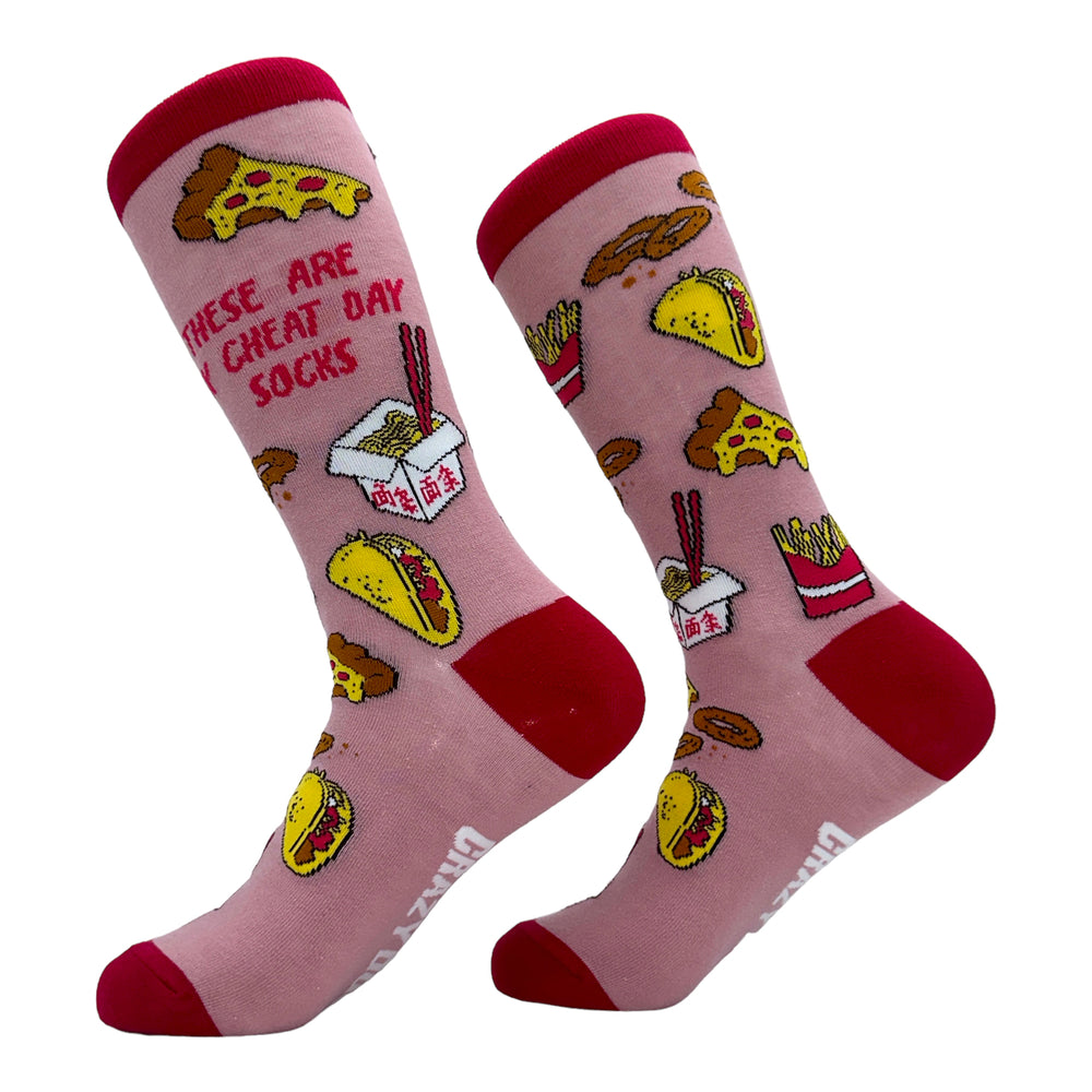 Womens These Are My Cheat Day Socks Funny Junk Food Fitness Workout Joke Footwear Image 2