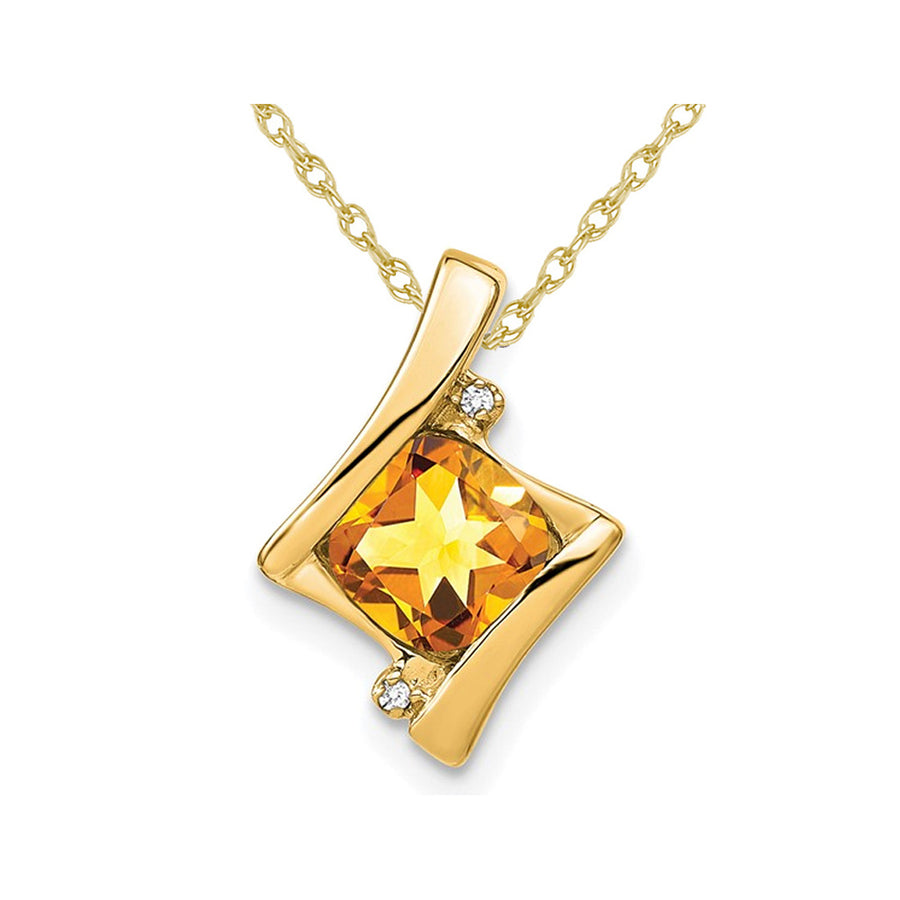 1.25 Carat (ctw) Cushion-Cut Citrine Pendant Necklace in 14K Yellow Gold with Chain Image 1