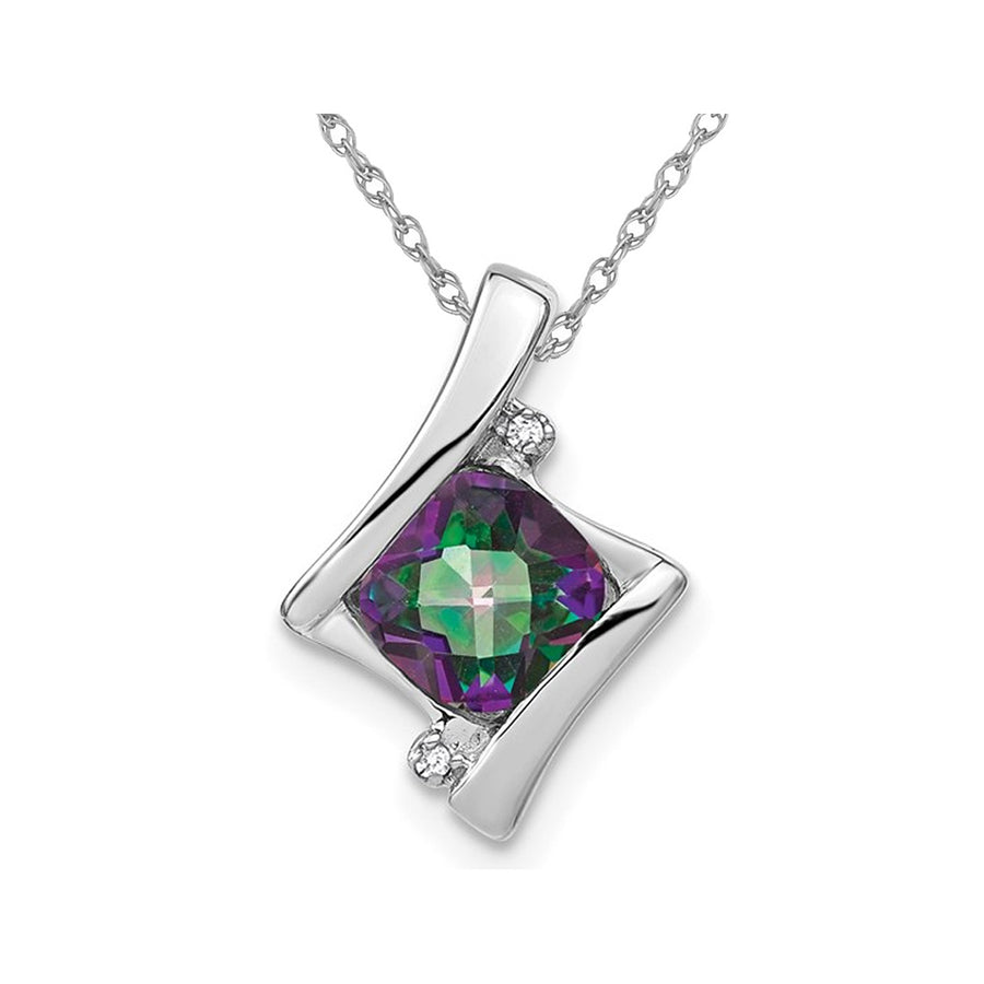 1.25 Carat (ctw) Mystic-Fire Topaz Pendant Necklace in 14k White Gold with Chain Image 1