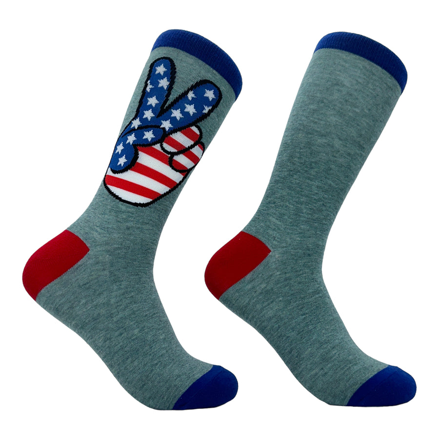 Womens USA Peace Hands Socks Funny Awesome Fourth Of July Patriotic Flag Lovers Footwear Image 1