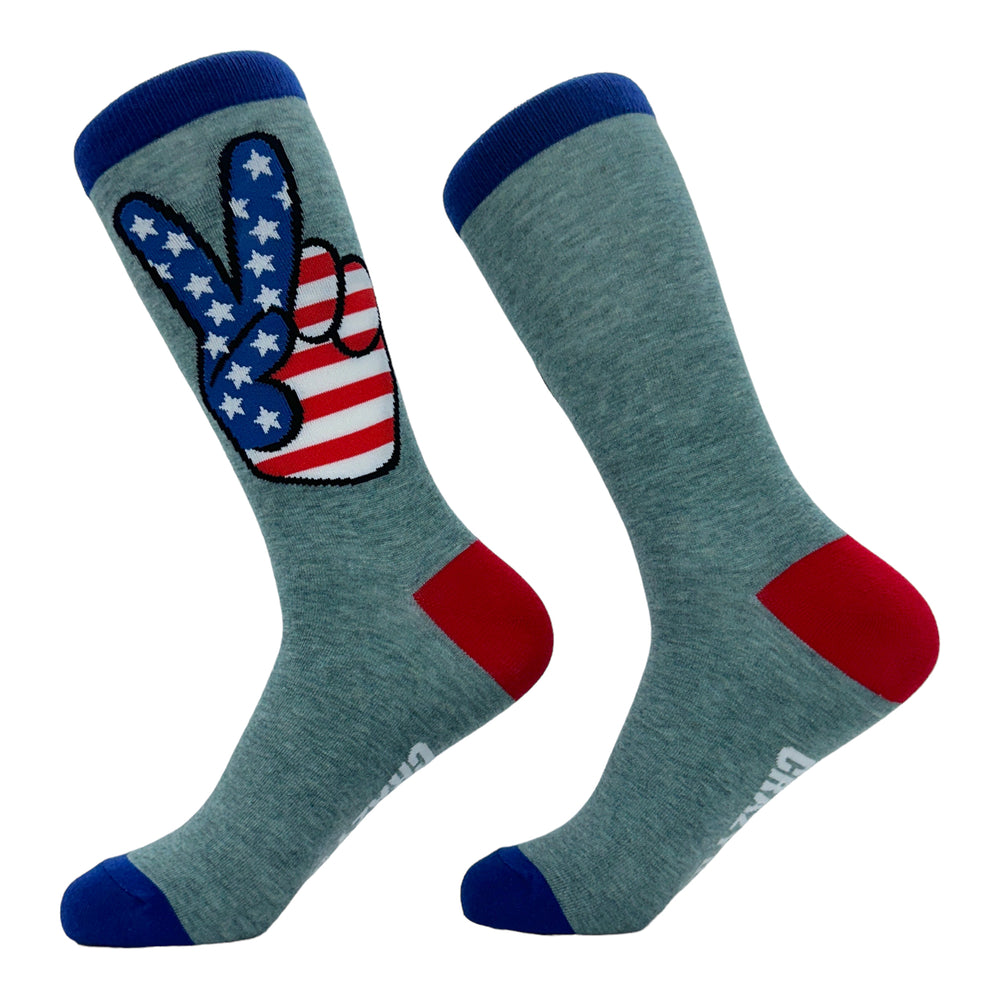 Womens USA Peace Hands Socks Funny Awesome Fourth Of July Patriotic Flag Lovers Footwear Image 2