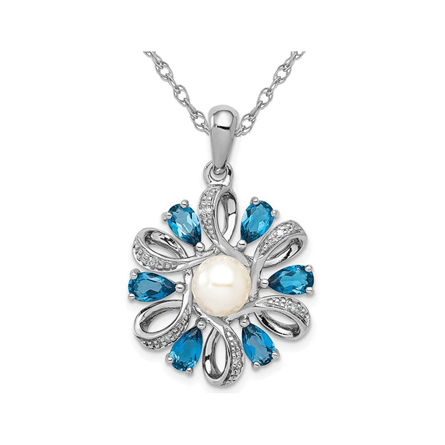 London Blue Topaz Pendant Necklace 1.00 Carat (ctw) in Sterling Silver Image 1