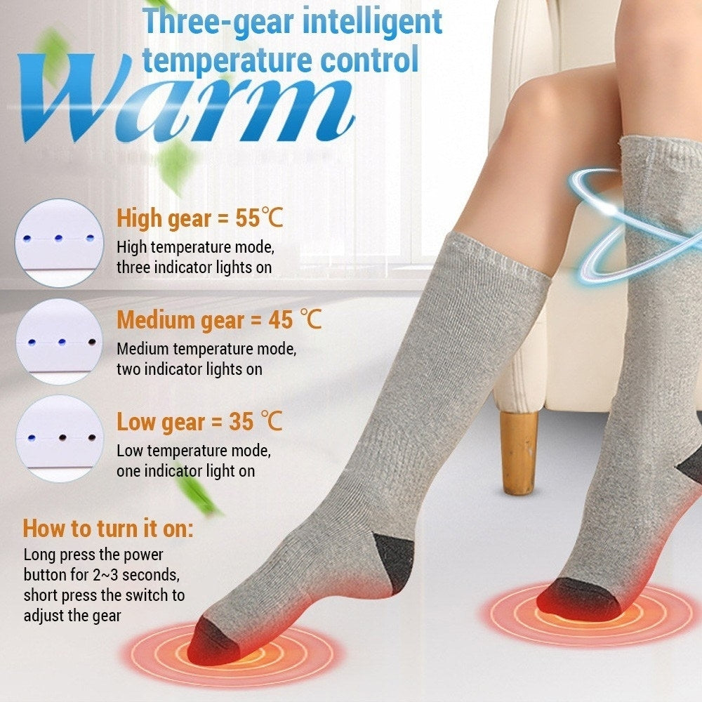 1 Pair Remote Control Heated Socks Electric Socks Rechargeable Warm Heating Socks with 4000mAh Power Bank Image 8