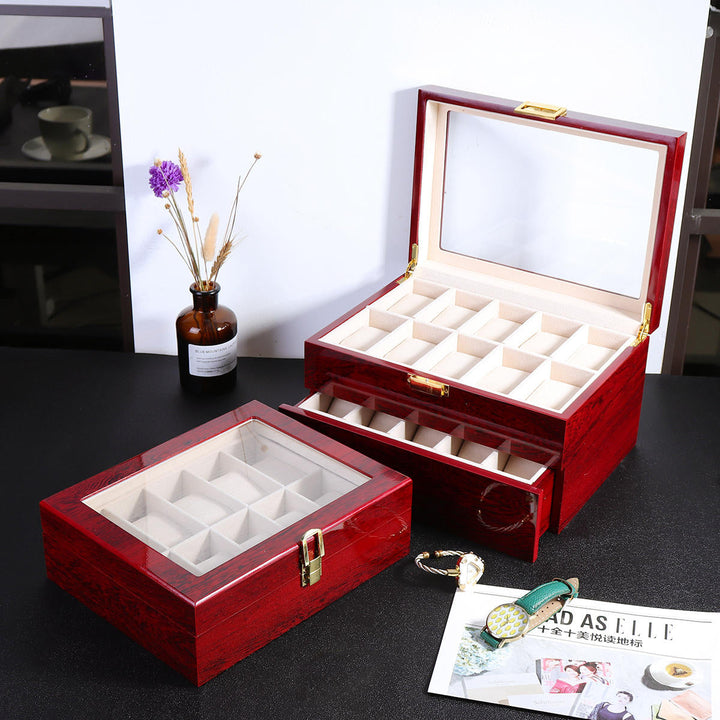 10/20 Grids Wooden Watches Display Case Jewelry Box Collection Storage Holder Box Image 4