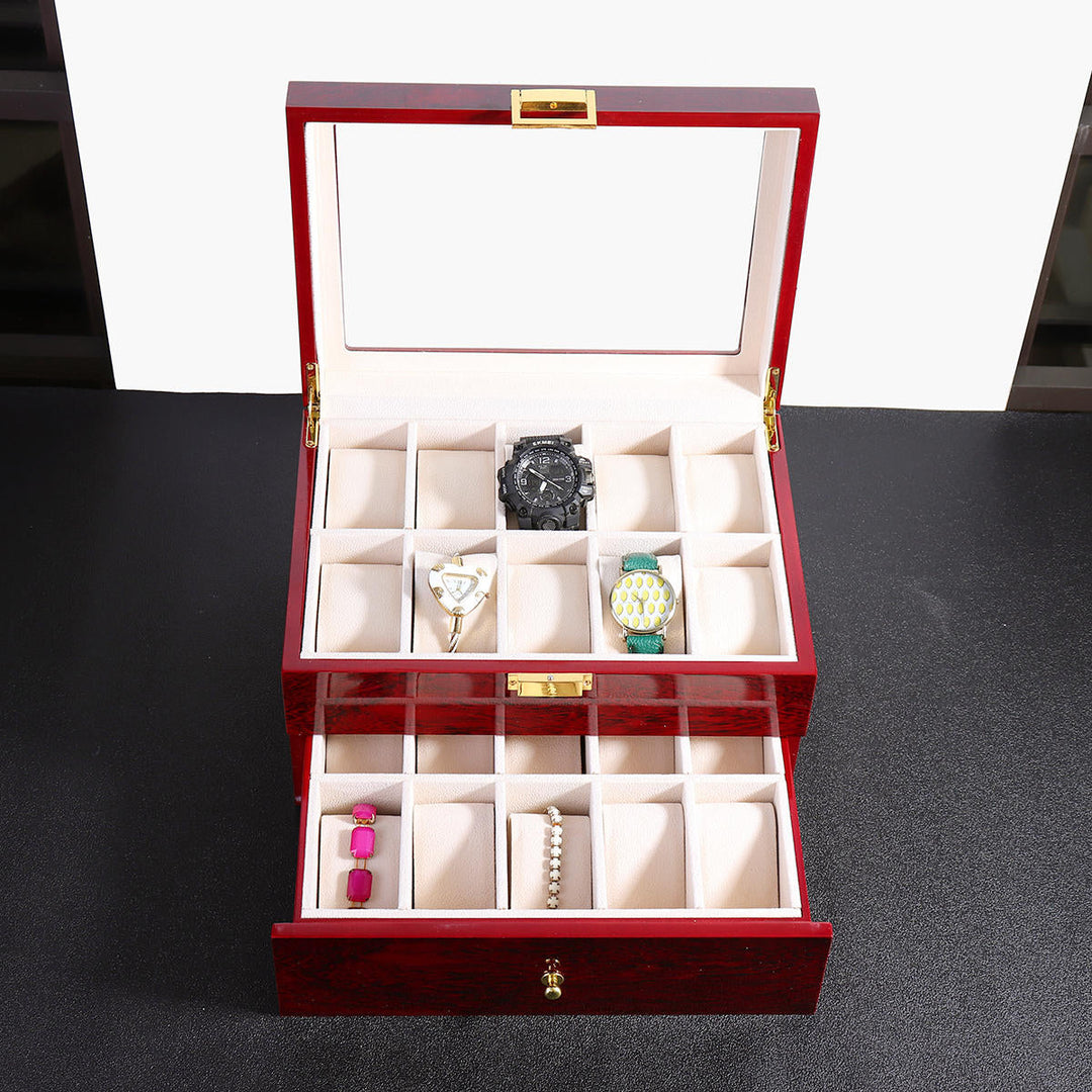 10/20 Grids Wooden Watches Display Case Jewelry Box Collection Storage Holder Box Image 6