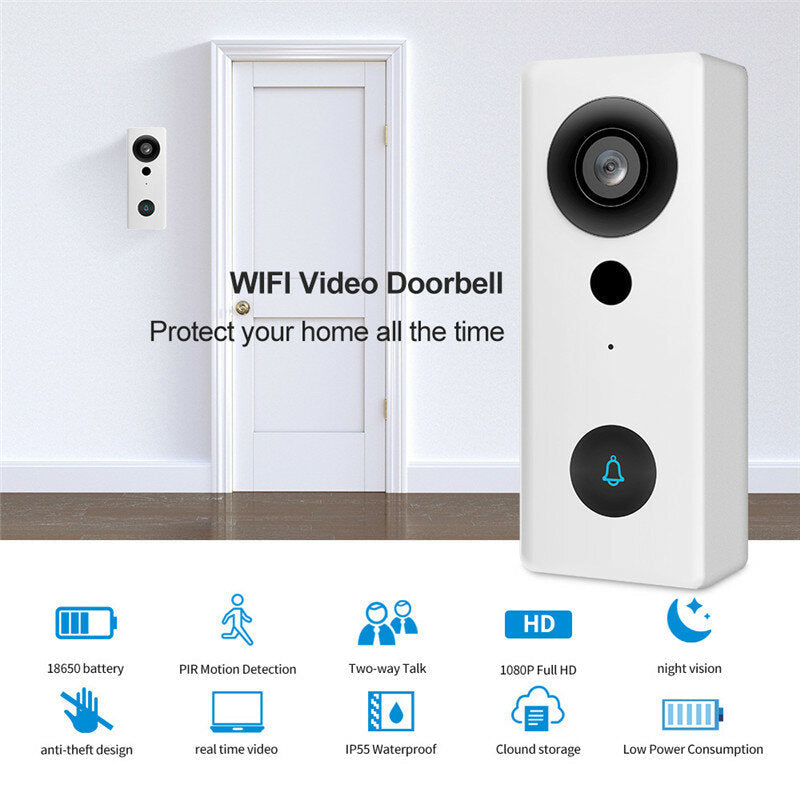 1080P Video Doorbell WiFi Smart Home Intercom Night Vision Anti-theft PIR Alarm Wireless Cam Outdoor Waterproof Door Image 2