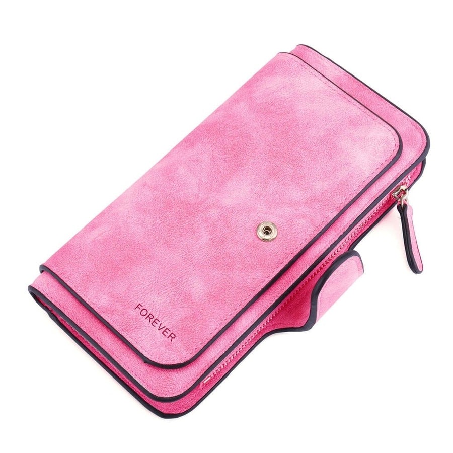 14 Card Slots Woman Four Fold Wallet Purse Faux Leather Card Multi Card Slots Phone Bag Image 1