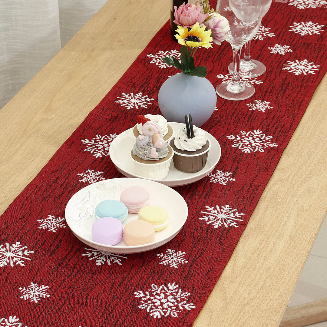 13"x 72" Christmas Table Runner Snowman Snowflake Tablecloth Holiday Party Home for Dining Room Image 6