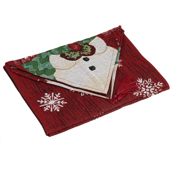 13"x 72" Christmas Table Runner Snowman Snowflake Tablecloth Holiday Party Home for Dining Room Image 10