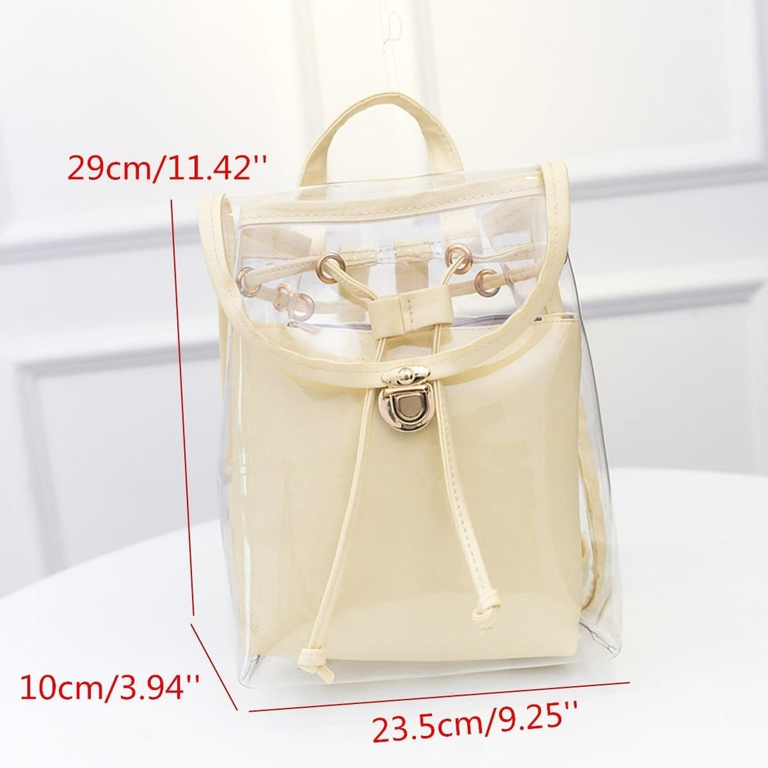 2 in 1 Clear Girl Transparent Fashison Backpack Satchel Women Jelly Beach Tote School Image 4