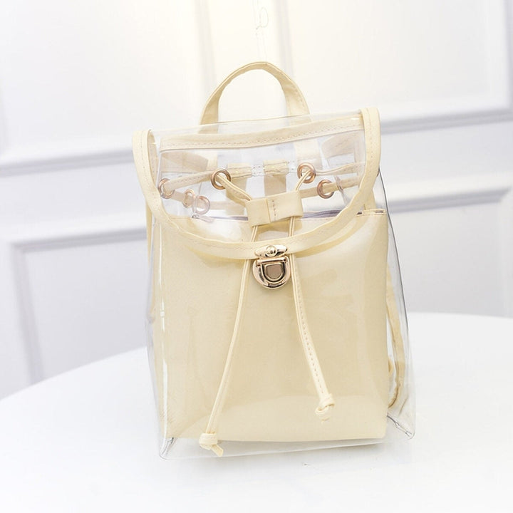 2 in 1 Clear Girl Transparent Fashison Backpack Satchel Women Jelly Beach Tote School Image 1