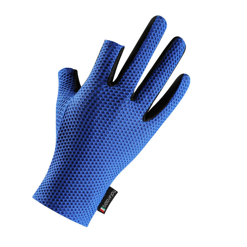 2 Cut Finger Anti-Slip Ice Silk Fishing Motorcycle Scooter Gloves Waterproof Breathable Image 2