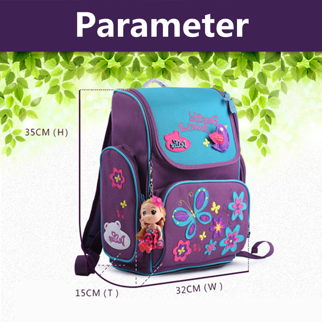 18L Girls Kids Cartoon School Bag Reflective Safety Waterproof Children Backpack With Doll Pendant Image 3