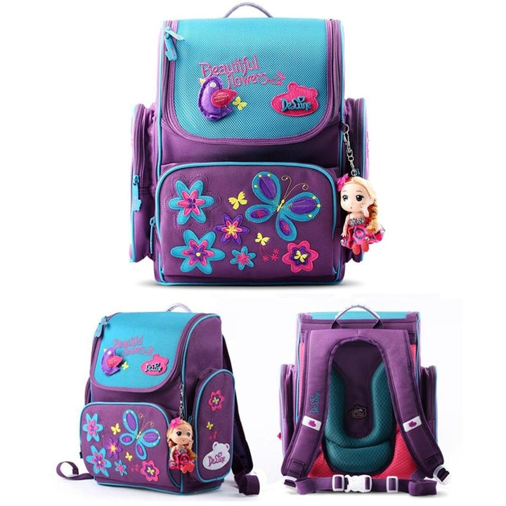 18L Girls Kids Cartoon School Bag Reflective Safety Waterproof Children Backpack With Doll Pendant Image 4