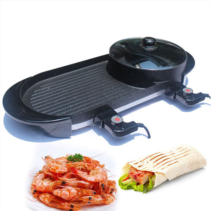 2 In 1 Multifunction Electric Grill Non-Stick Non-Smoke Hot Pot Barbecue 1800W Image 6