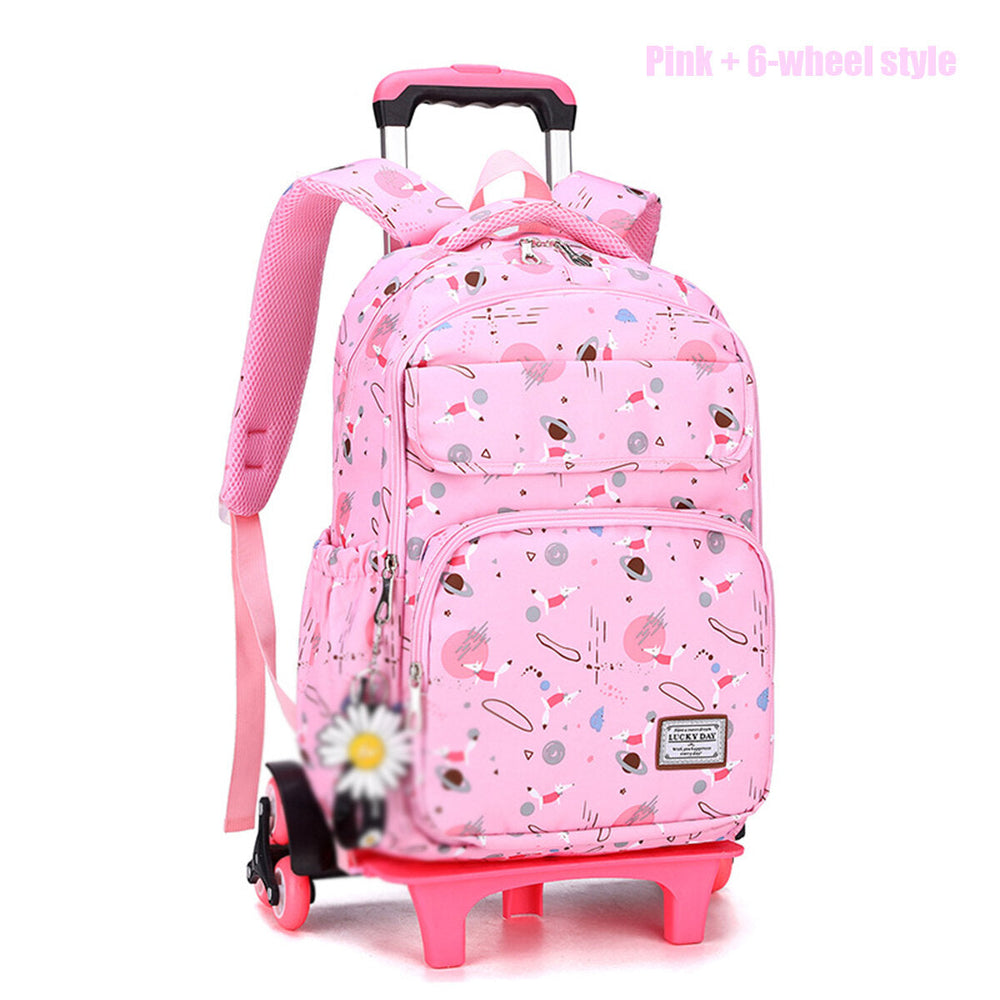 2/6 Wheels Kids Travel Trolley Backpack Teenagers Rolling Luggage Backpack School Wheeled Bag for Children Image 2