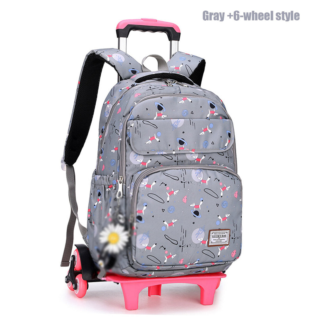2/6 Wheels Kids Travel Trolley Backpack Teenagers Rolling Luggage Backpack School Wheeled Bag for Children Image 3