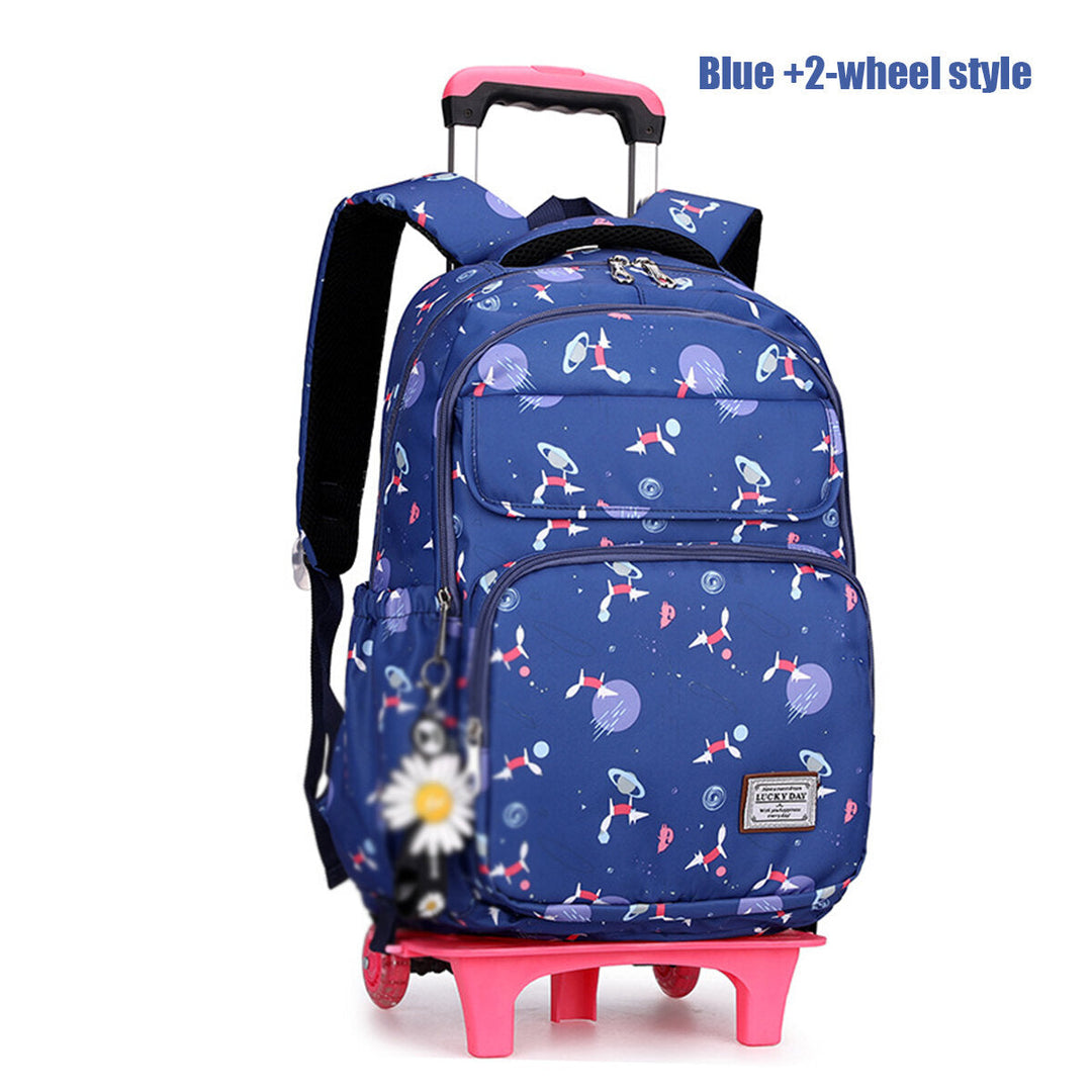 2/6 Wheels Kids Travel Trolley Backpack Teenagers Rolling Luggage Backpack School Wheeled Bag for Children Image 4