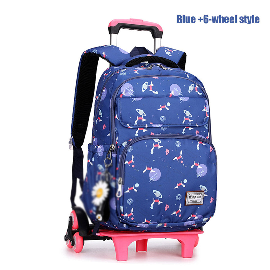 2/6 Wheels Kids Travel Trolley Backpack Teenagers Rolling Luggage Backpack School Wheeled Bag for Children Image 7