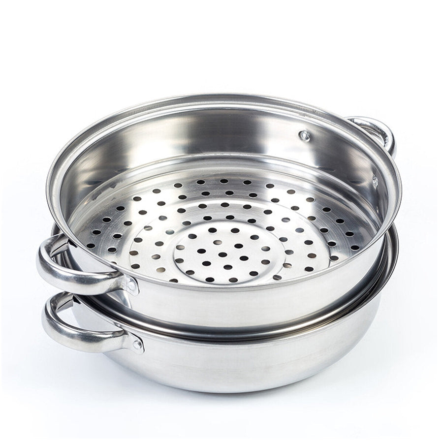 2/3 Tier Steamer Multifunctional Stainless Steel Steaming Soup Hot Pot Cookware Image 1