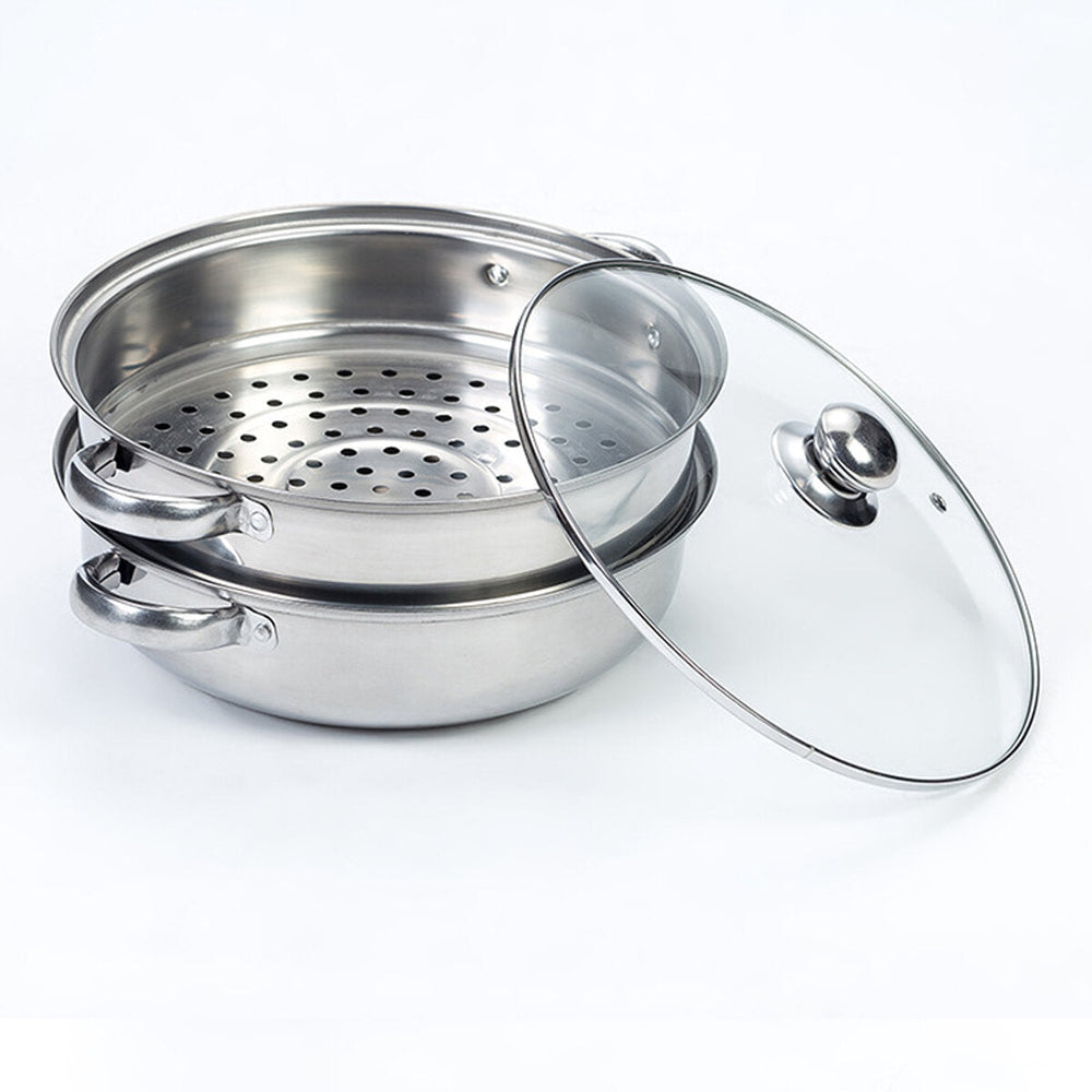 2/3 Tier Steamer Multifunctional Stainless Steel Steaming Soup Hot Pot Cookware Image 2
