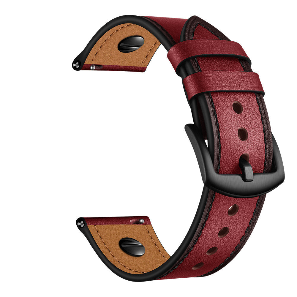 22mm Genuine Leather Replacement Strap Smart Watch Band For 46mm Smart Watch Image 4