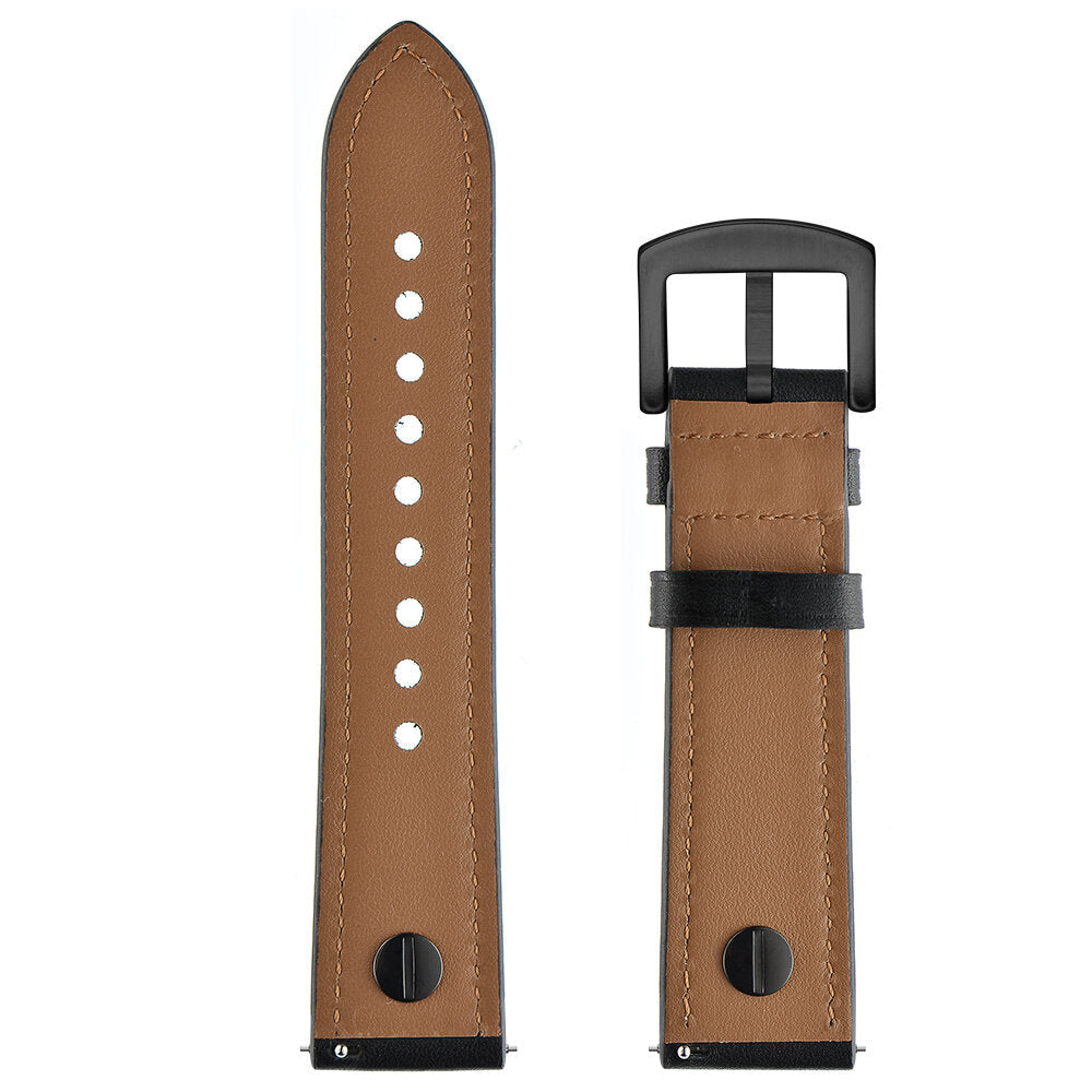 22mm Genuine Leather Replacement Strap Smart Watch Band For 46mm Smart Watch Image 10