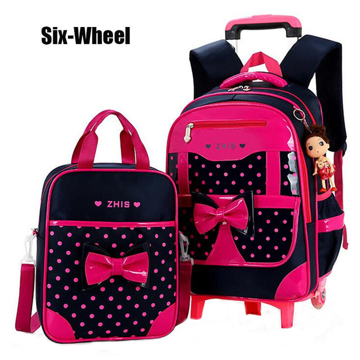 25L 2Pcs Children Trolley Backpack Shoulder Bag Camping Trolley Case With Wheels Image 4