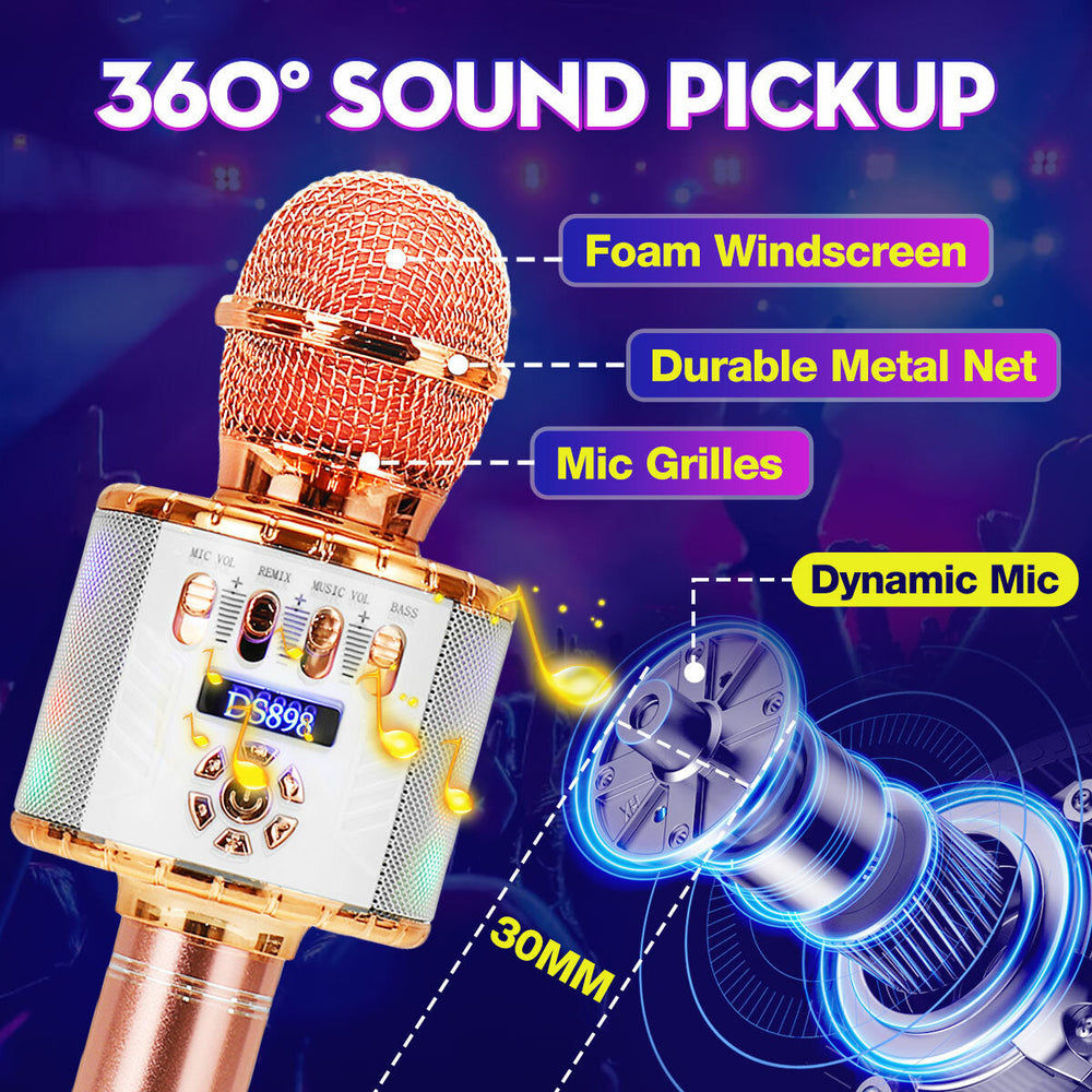 3-IN-1 Wireless Microphone 213W HIFI bluetooth Speaker TF Card 2600mAh Luminous Handheld Mic Recorder Singing Player for Image 2
