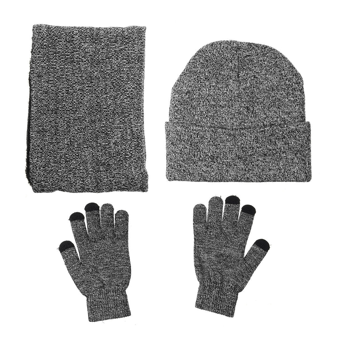 3 IN 1 Winter Beanie Hat Knitted Scarf Set Cap+Touch Screen Ski Thick Gloves Image 4