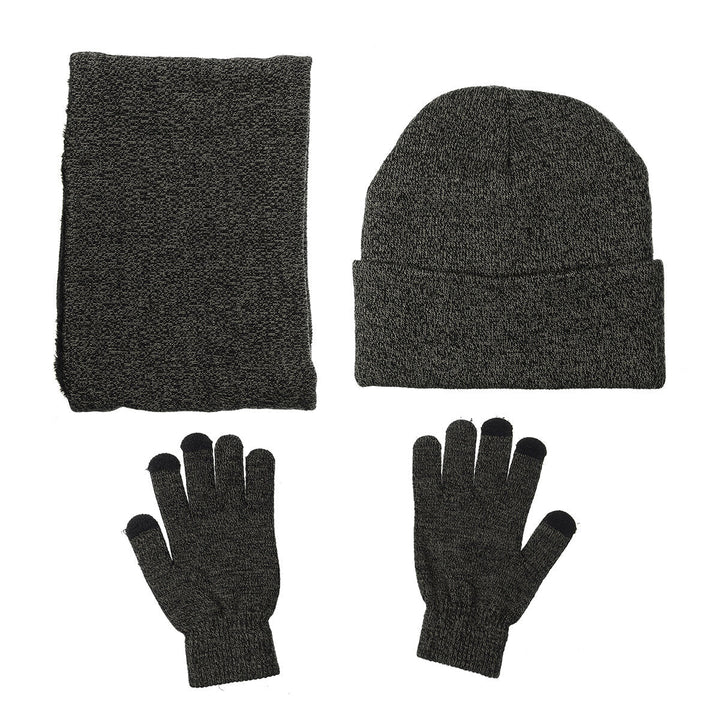 3 IN 1 Winter Beanie Hat Knitted Scarf Set Cap+Touch Screen Ski Thick Gloves Image 7