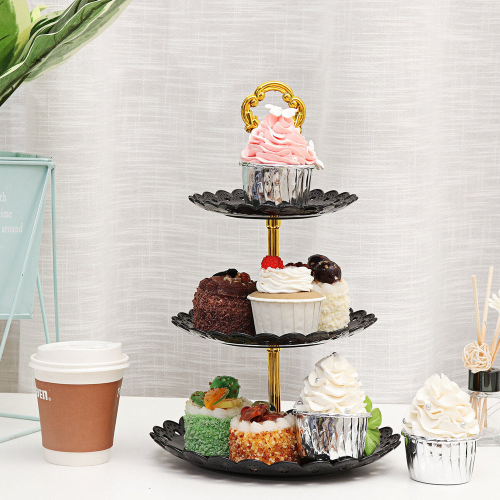 3 Tier Cupcake Stand Afternoon Tea Dessert Plate Party Wedding Food Display Rack Image 2