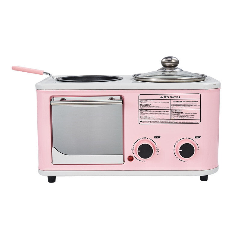 3 in 1 Electric Household Breakfast Machine Mini Bread Toaster Baking Oven Omelette Frying Pan Food Steamer Image 1