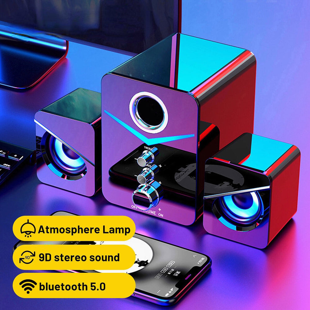 360 Degree Stereo Sound bluetooth Speakers Wireless Subwoofer Bass Radio Indoor PC Desktop USB Laptop Image 2