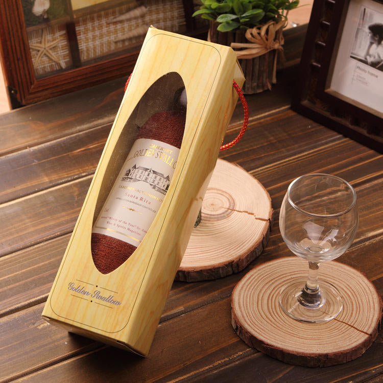 34x72cm Boxed Cotton Absorbent Wine Shape Towel Festival Valentine Weeding Gift Party Decor Image 3