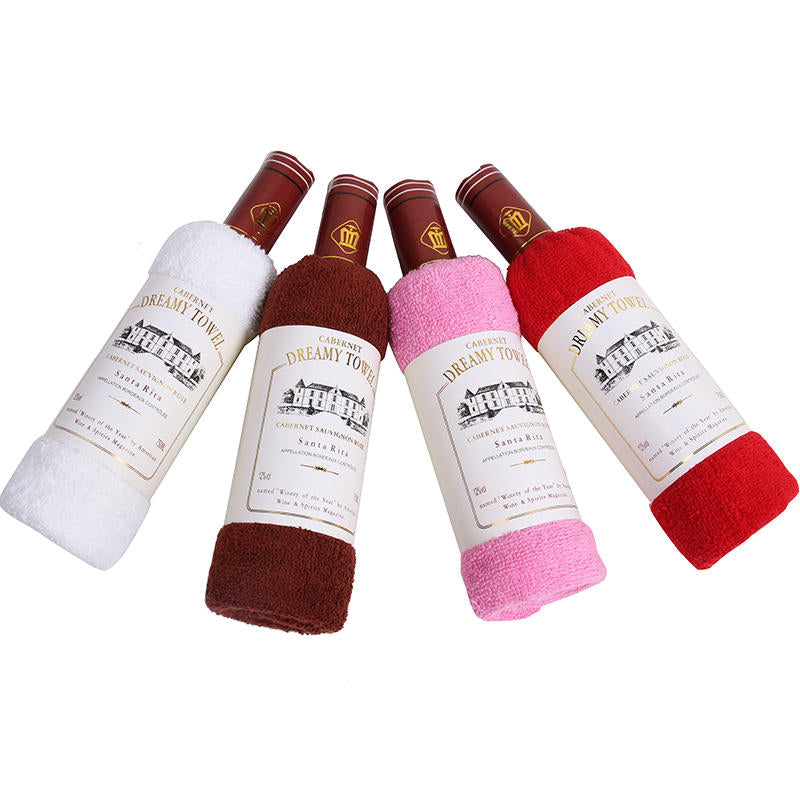 34x72cm Boxed Cotton Absorbent Wine Shape Towel Festival Valentine Weeding Gift Party Decor Image 4
