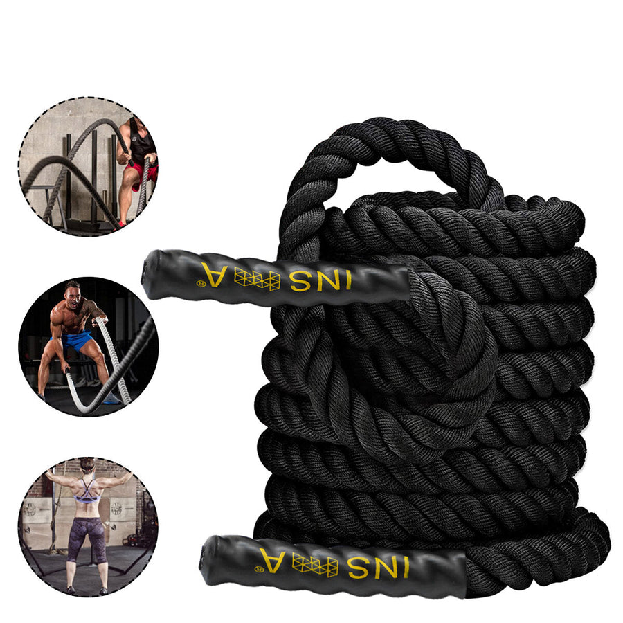 38mmx9m/12m/15m Battle Rope Exercise Training Rope 30ft Length Workout Rope Fitness Strength Training Home Gym Outdoor Image 1