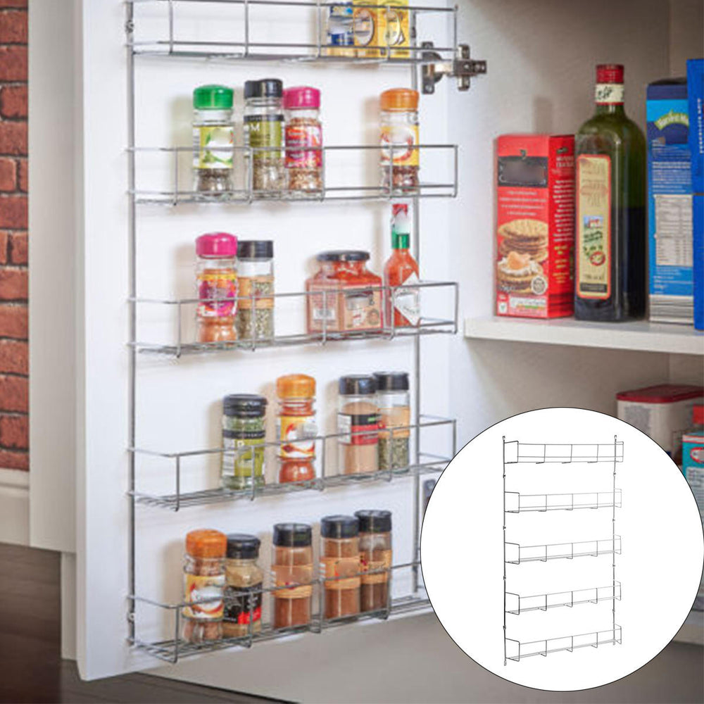 5 Tiers Kitchen Spice Rack Cabinet Organizer Wall Mount Storage Shelf Holder Kitchen Storage Rack Image 2