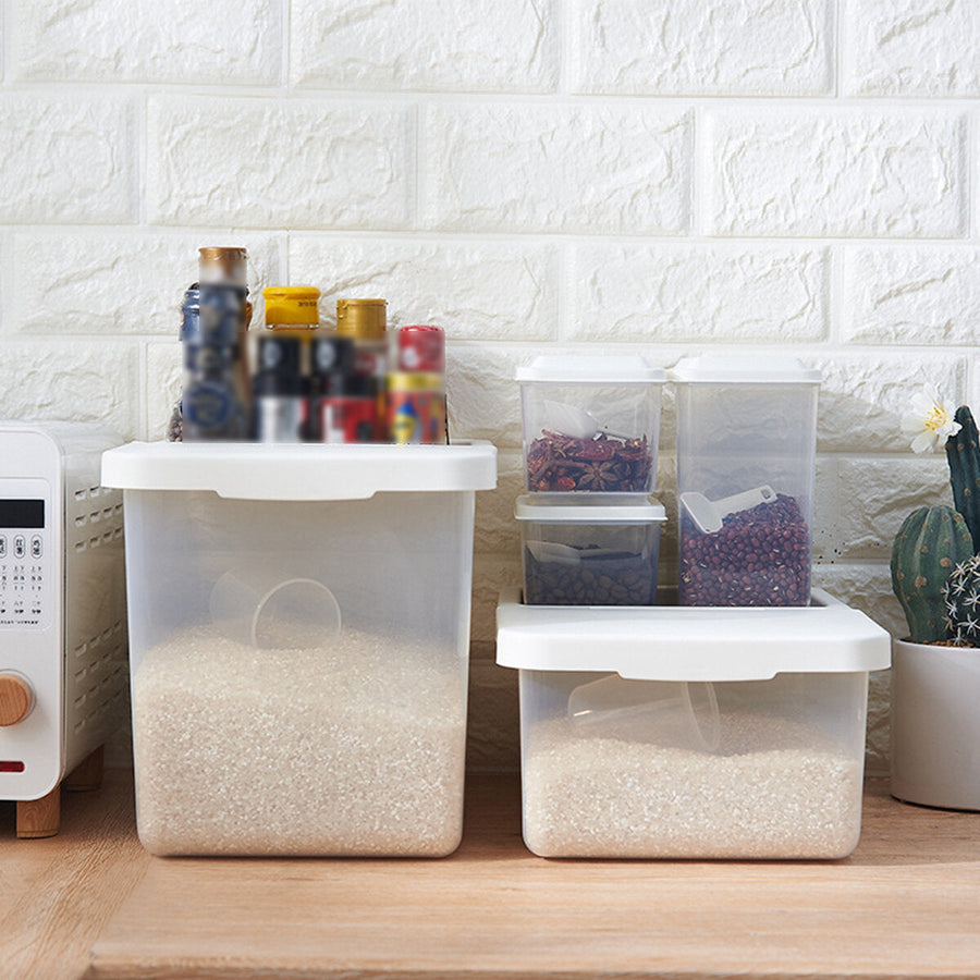 4/Set Sealed Rice Box Kitchen Plastic Barrel Storage Organizer Bean Container Image 1
