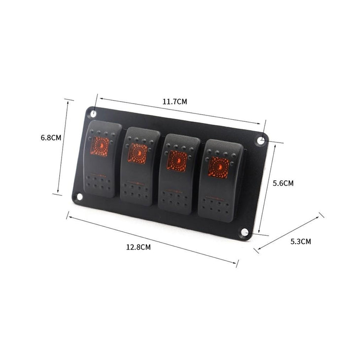 4 Gang 5 Pin Rocker Switch PanelWaterproof On-Off Backlit Toggle Switches 12VPanel with LED Image 6