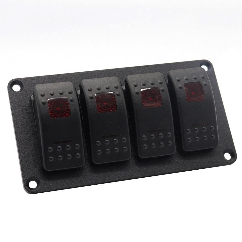 4 Gang 5 Pin Rocker Switch PanelWaterproof On-Off Backlit Toggle Switches 12VPanel with LED Image 8