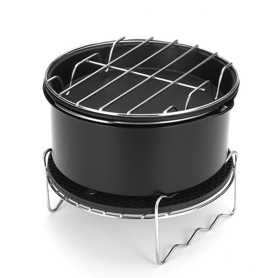 5Pcs Air Fryer Accessories Baking Pan Pizza Tray Mold Oven Pot  Cage Rack Image 1