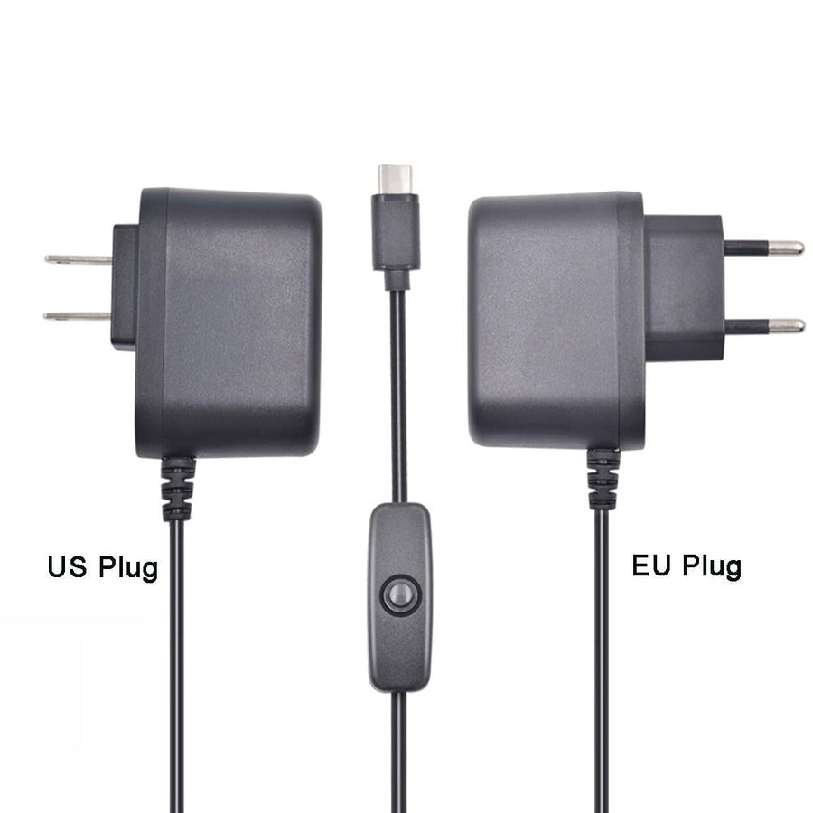 5V 3A Type-C US/EU Plug Power Charger Adapter With Switch For Raspberry Pi 4B Image 1