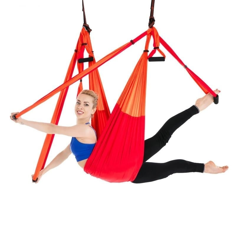 6 Handles Aerial Yoga Hammock Flying Swing Anti gravity Pilates Exercises Device Image 1