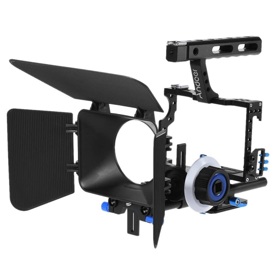 Aluminum Alloy Camera Camcorder Video Cage Rig Kit Film Making System with 15mm Rod Matte Box Image 1