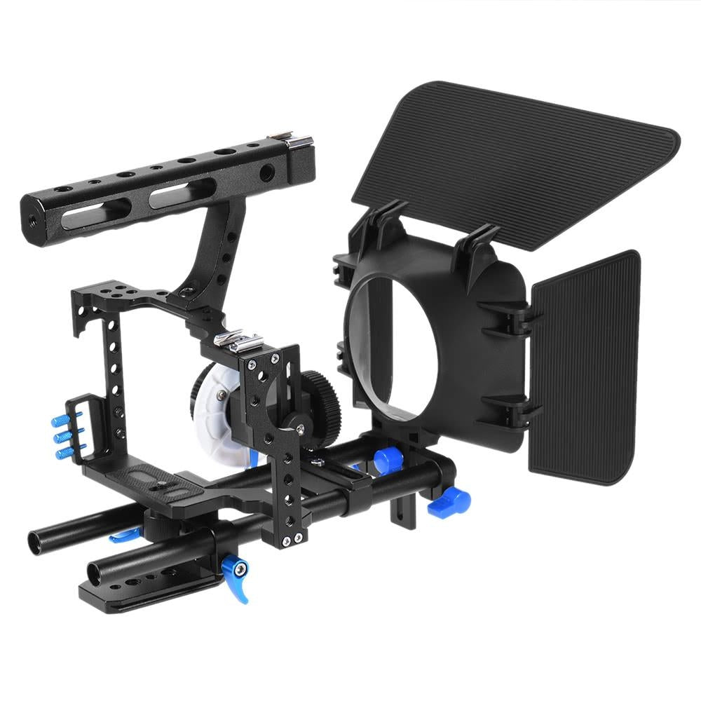 Aluminum Alloy Camera Camcorder Video Cage Rig Kit Film Making System with 15mm Rod Matte Box Image 2