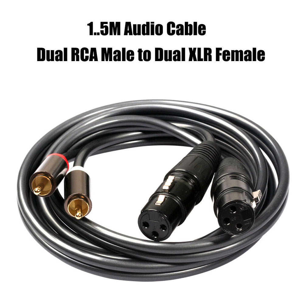 Audio Cable Dual RCA Male to Dual XLR Female Audio Line 1.5m for Microphone Mixer Headphone Amplifier Image 2