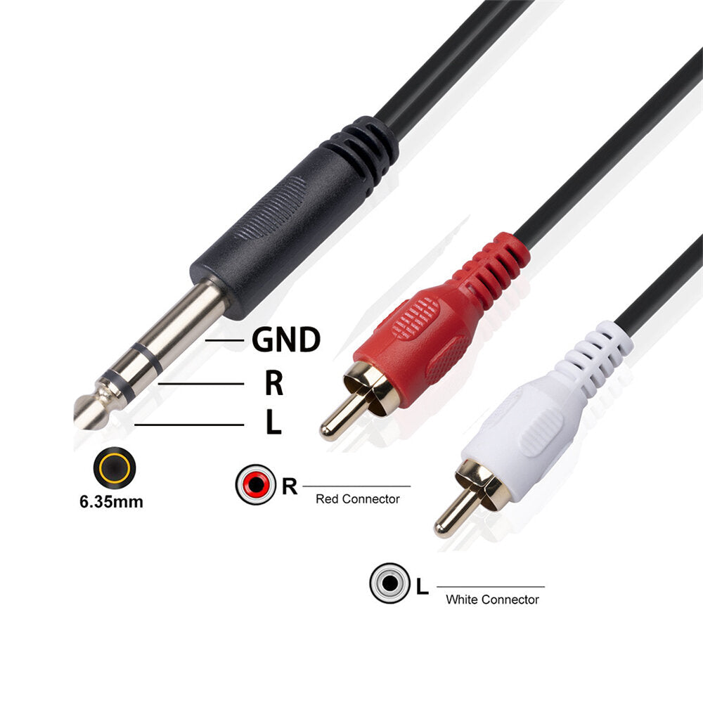 Audio Cable 6.35mm Male to Dual RCA Male Audio Line 1.5m for Tuning Mixer Amplifier DVD Image 2