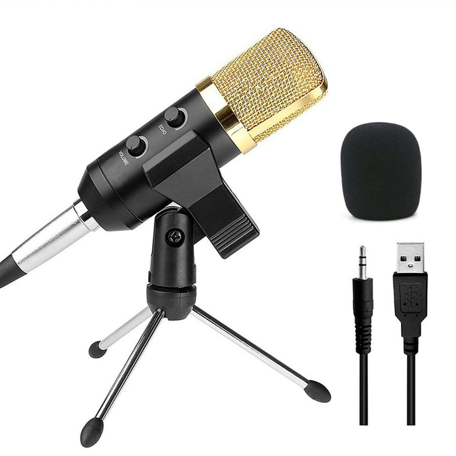 Audio Dynamic USB Condenser Sound Recording Vocal Microphone Mic With Stand Mount Image 1